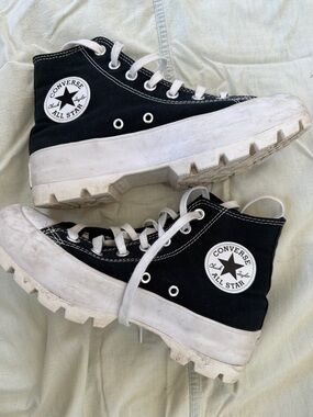 Converse High Top Platform Sneakers - Black & White